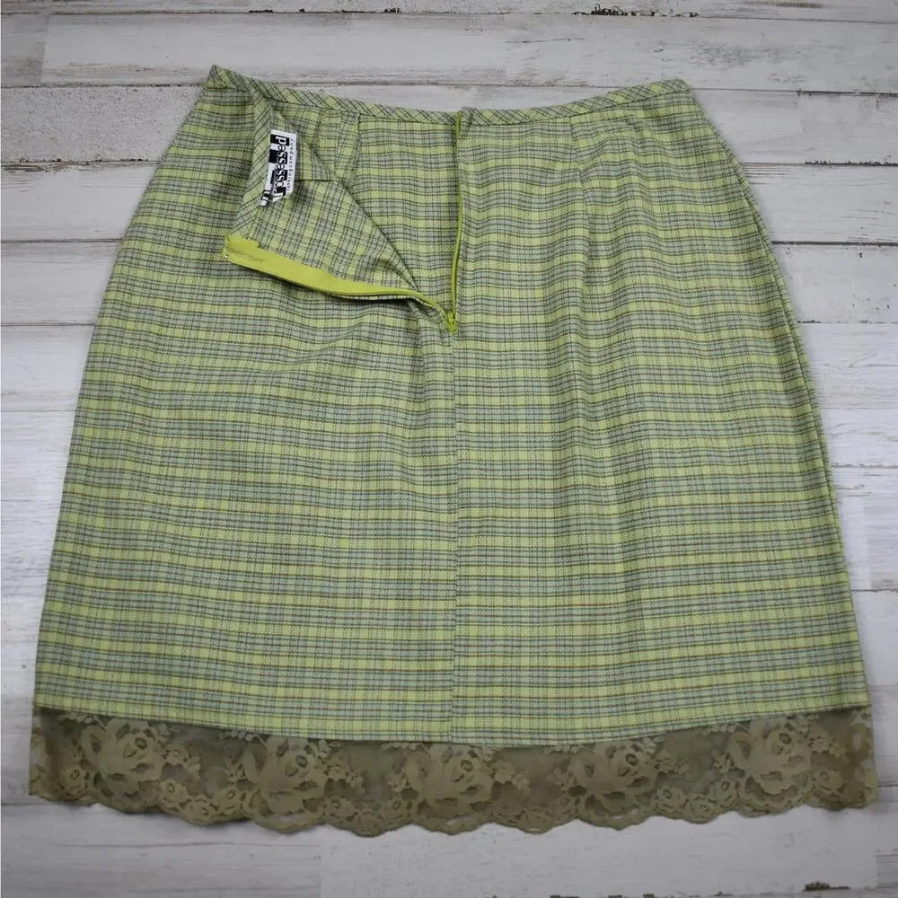 90s Vintage Green Plaid Mini Skirt Women's XS A-line Preppy Coquette Academia